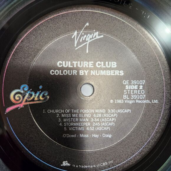 (2) CULTURE CLUB "Kissing To Be Clever & Color By Numbers" Vinyl Record LP (VG) - Picture 5 of 8